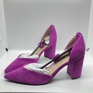 New Marc Fisher Cerana Suede Block Heel Pump- Medium Purple Size 7.5.